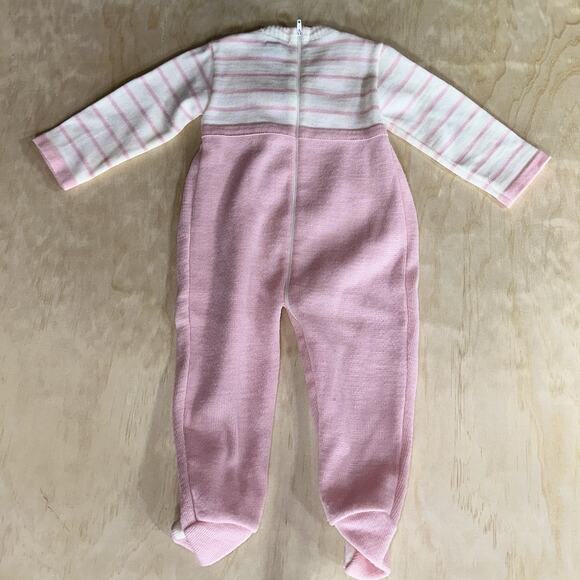 Carriage Boutiques Baby Girl Pink Knit Romper 3M Footed One Piece Vintage - Picture 2 of 6
